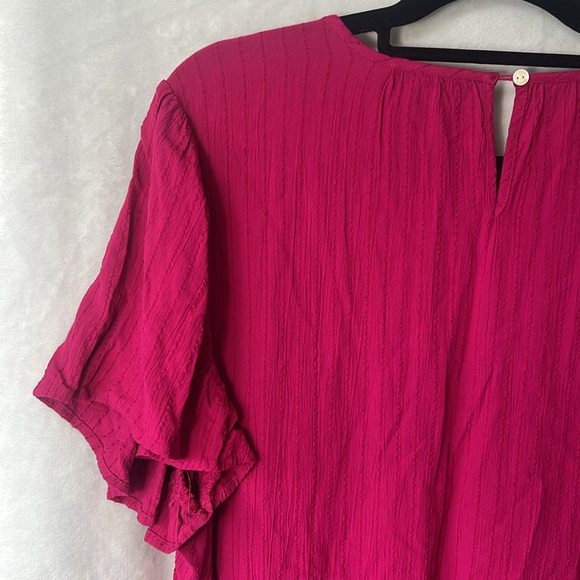 Knox Rose Top Pink Short Sleeve Round Neck Eyelet Embroidered Top Size Large - Picture 16 of 16